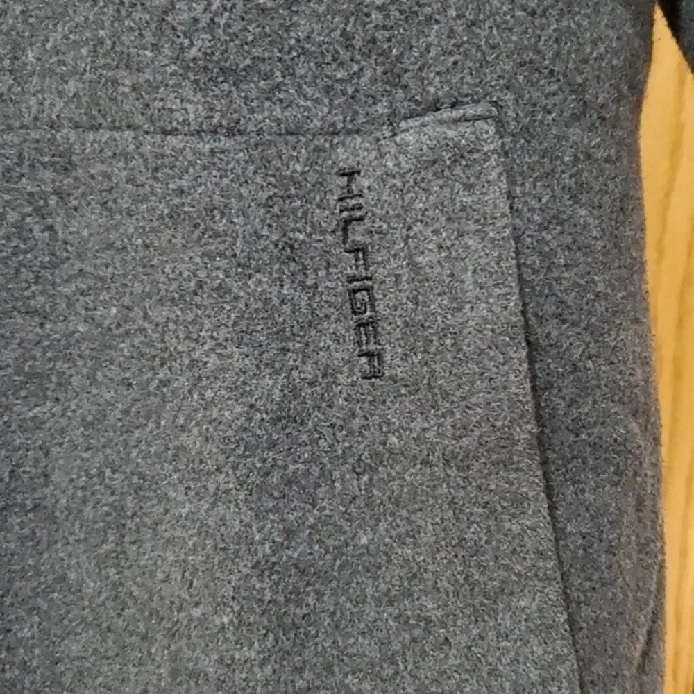 Tommy Hilfiger Vintage Grey Wool Hooded Jacket Size XL